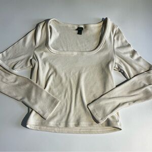 Wild Fable Cream Ribbed Long Sleeve Top